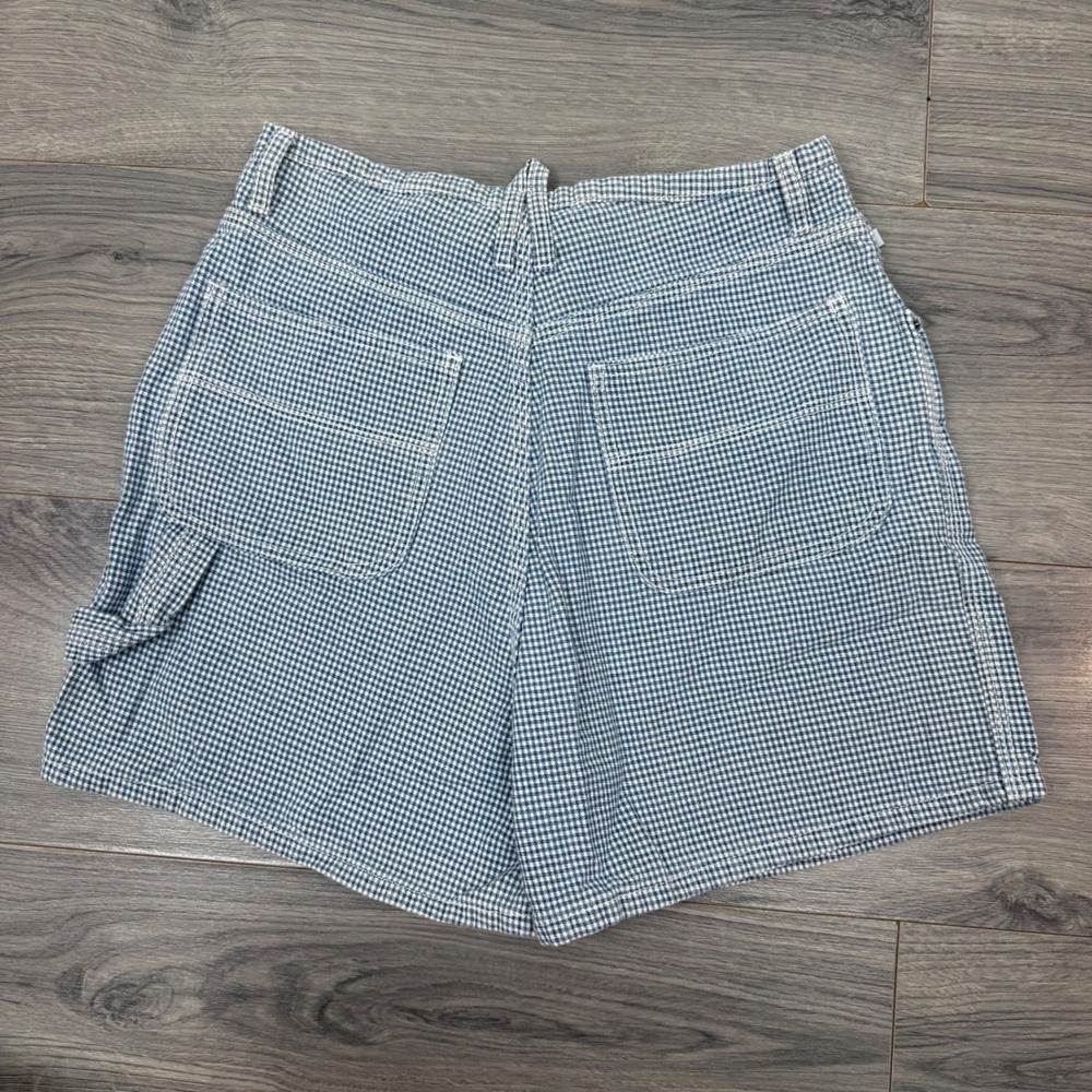 Vintage Route 66 Womens Blue Gingham High Waisted Carpenter Shorts Size 9/10 - Picture 7 of 10